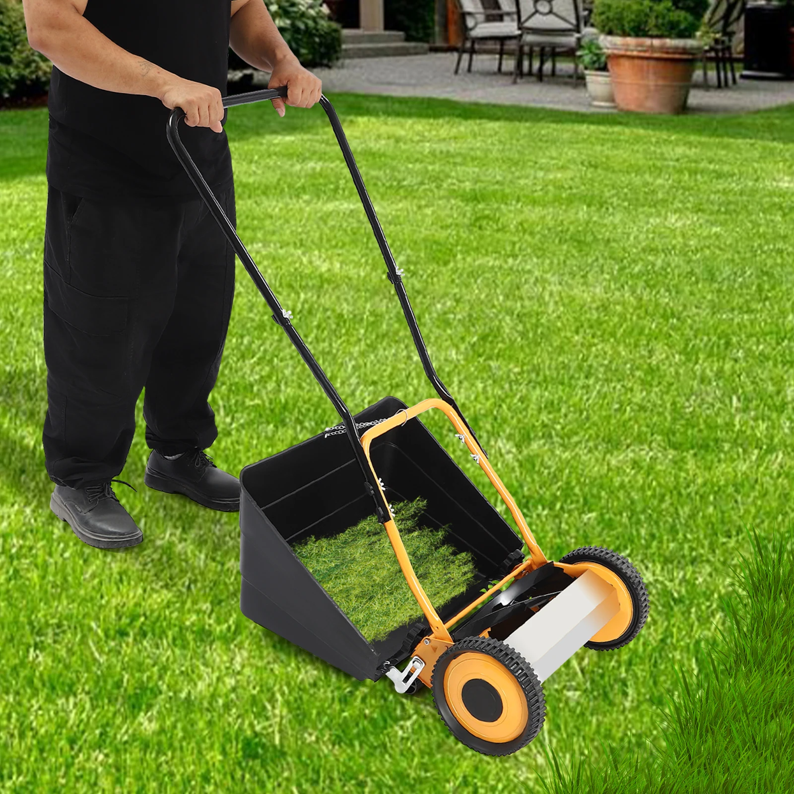 

14" Lawn Mower, Wheeled Lawn Mower, Hand Push Lawn Mower