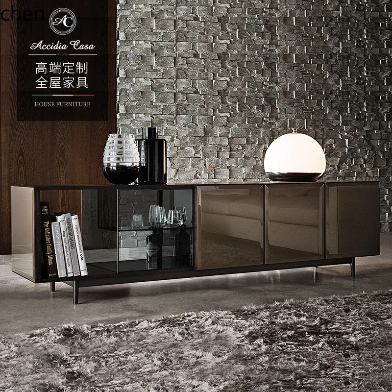 simple light luxury villa rock slab marble TV side cabinet chest wardrobe