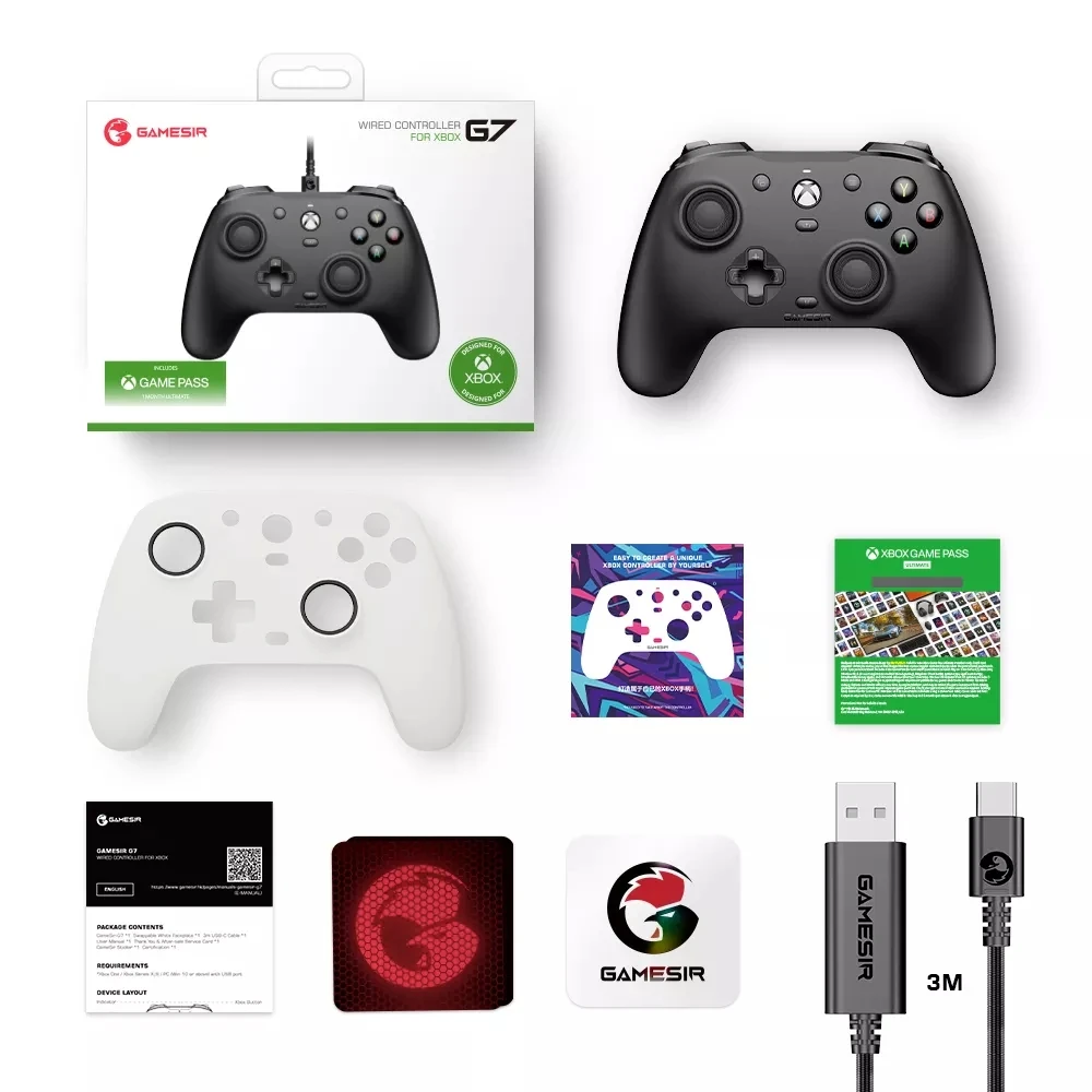 GameSir-G7 Controlador de jogos Xbox, Gamepad com fio para Xbox Series X, Xbox Series S, XBox One, ALPS Joystick PC, painéis substituíveis