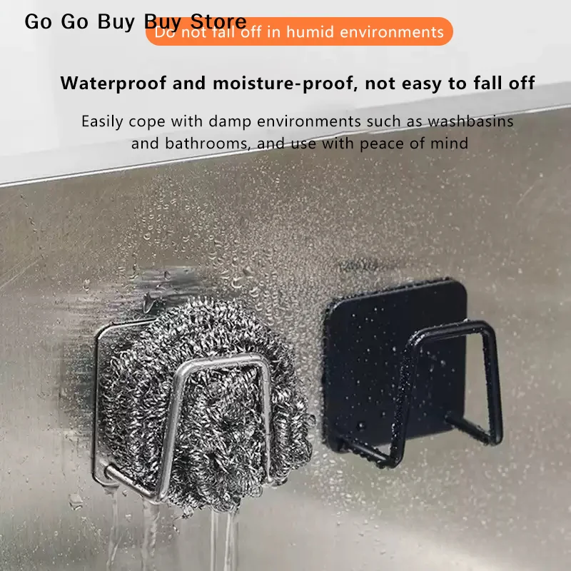Stainless Steel Sponge Holder Self Adhesive Sink Drain Drying Sponges Racks Shelf Kitchen Bath Storage Wall Holders Organizer