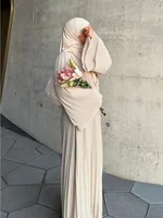 Robe musulmane Eid pour femmes, manches évasées plissées, Kaftan Jalabiya, Robe longue arabe, Ramadan marocain, dubaï Abayas, 2024 4