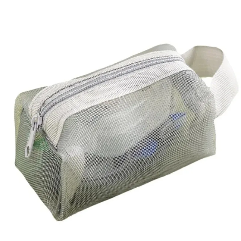 

Clear Grid Tech Organizer Pouch Water-Resistant Nylon Mesh Bag with 5-Slot Dividers, RFID Blocking Earphone Key Case