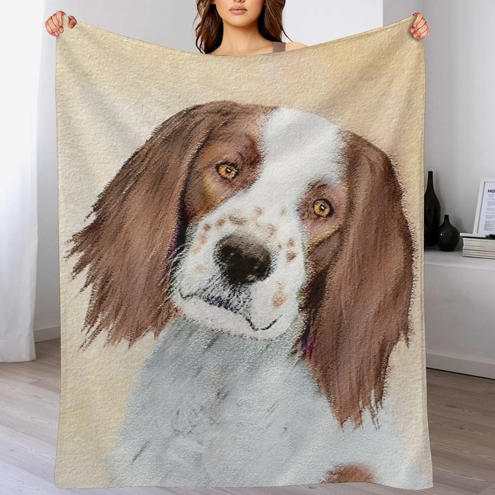 

Irish Red and White Setter Painting - Original Art Throw Blanket Sofa Throw blankets and throws Luxury Designer Sofas Blankets