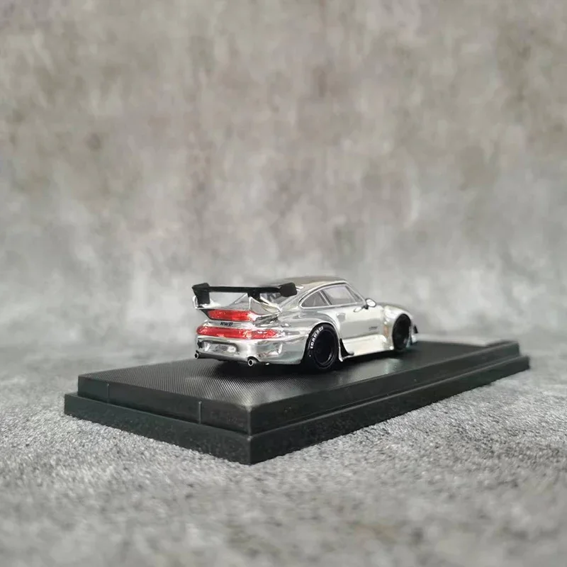 Star Model 1:64 Model Car RWB993 GT Wing Alloy Die-cast Vehicle- Chrome Silver