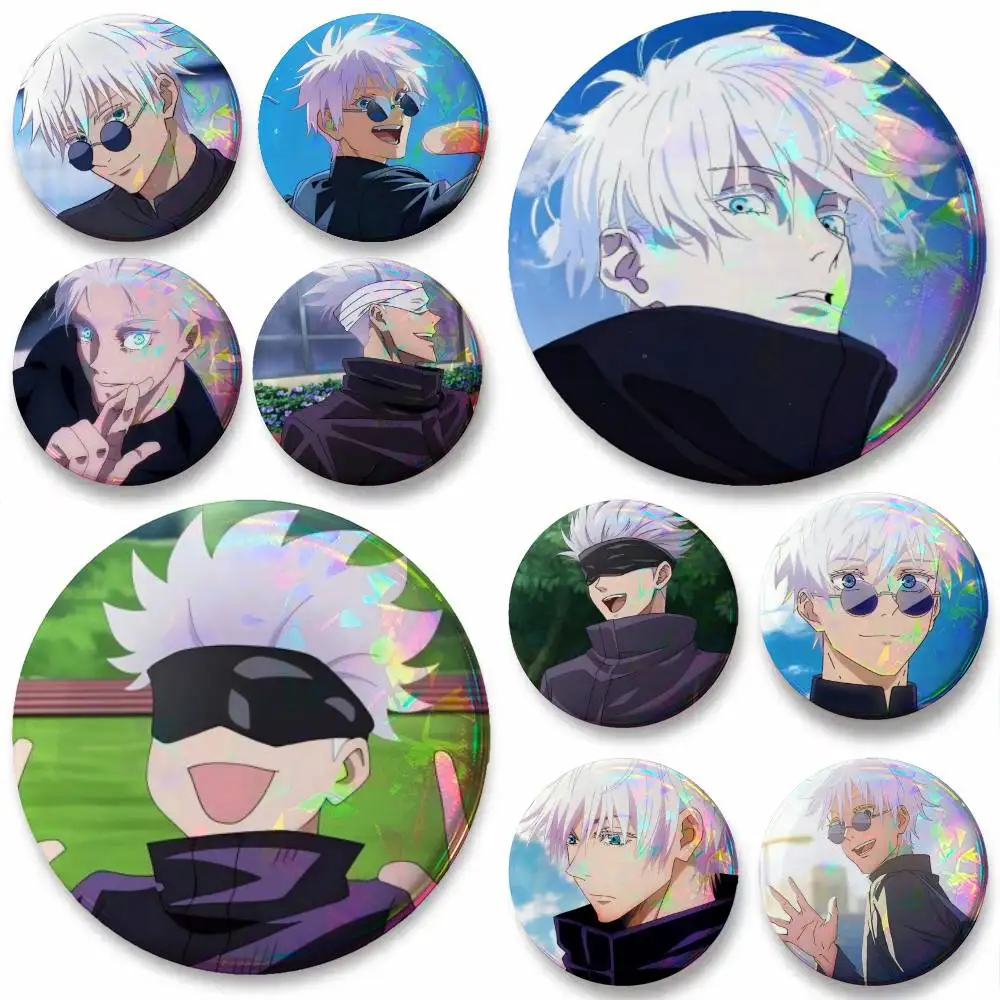 Jujutsu Kaisen Satoru Gojo Anime Badge Tinplate Meme Round Brooch For Hat Bag Creative Lapel Jewelry Accessories Gifts