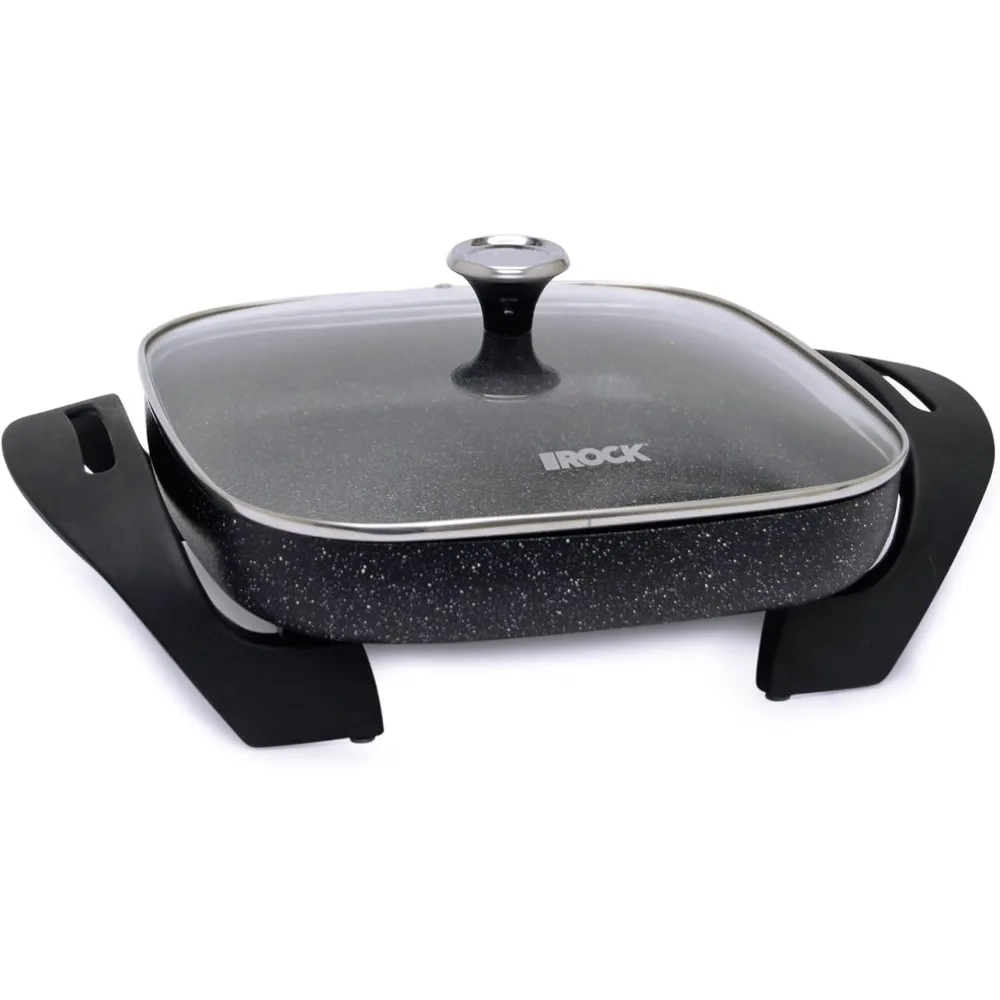 

The Rock Electric Skillet 12' x 12' Rock.Tec Non-Stick Cooking Surface Tempered Glass Lid 1200W