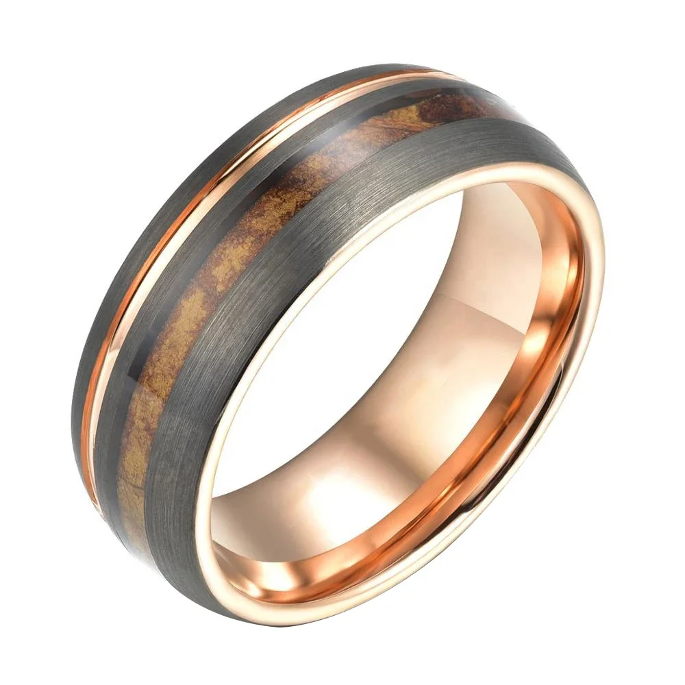 New Arrived TUNGSTEN Steel Tobacco Mens Ring Double Line Wedding Rings