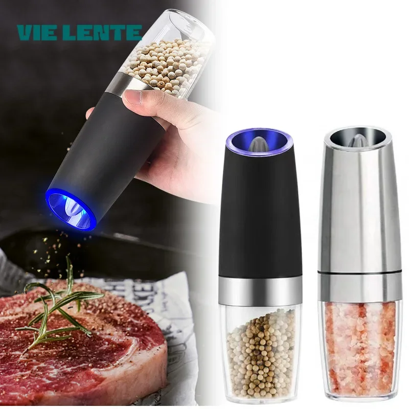 

Electric Automatic Mill Spice Salt and Pepper Grinder Gravity LED Light Adjustable Coarseness Kitchen Steak Tool Sets