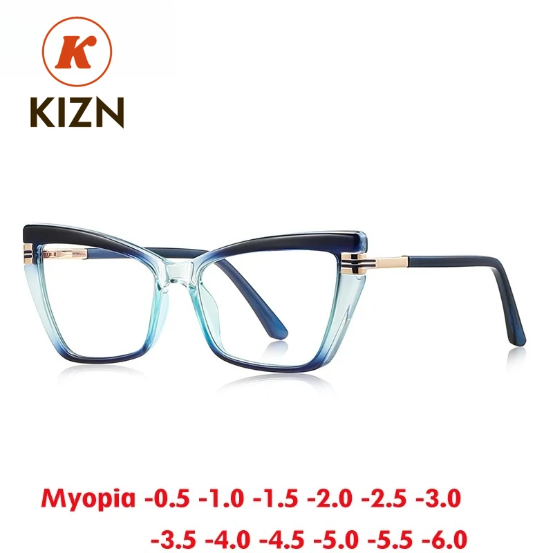 

KIZN Classic Myopia Glasses Frame Fashion Men Design Women Anti-Blue Light Custom Prescription Optics Eyewear -0.50 to -6.0