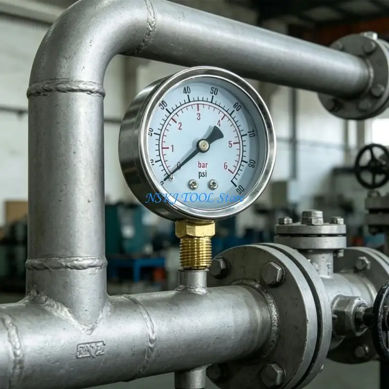 L8RC 60Mm Diameter Pressure Gauge 6/8/10/16/25Bar Ranges for Quick Installation