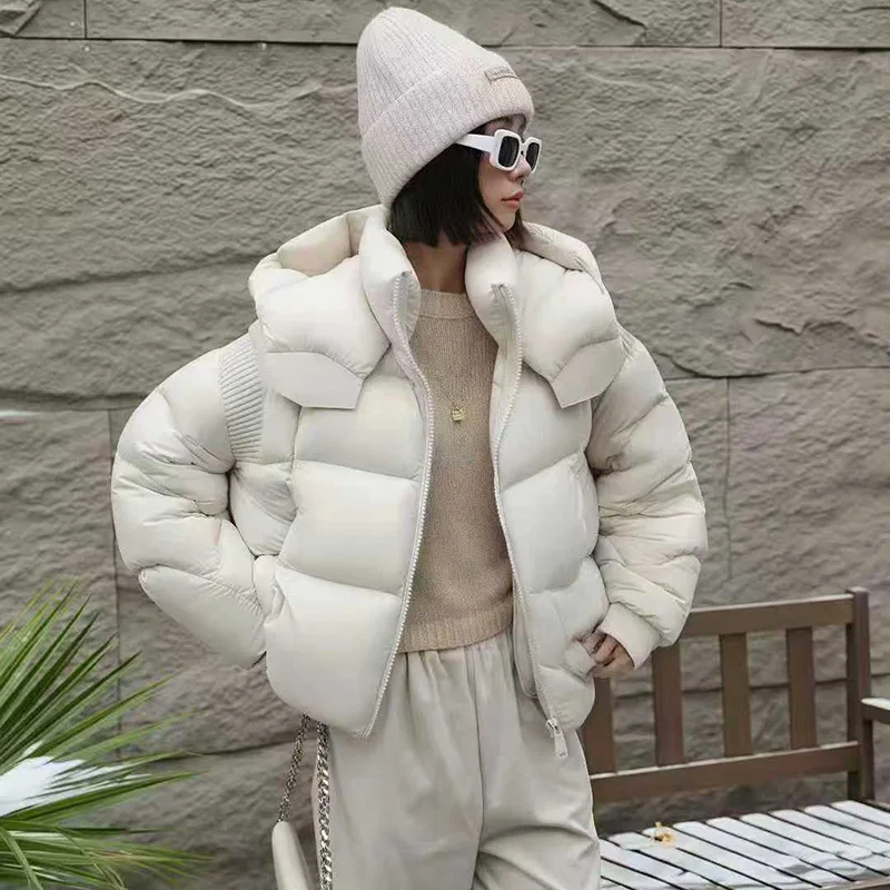 Women's 90% White Duck Down Jacket Winter Fashion Belted Puffer Jacket Slimming High-Quality Stylish Warm Outerwear