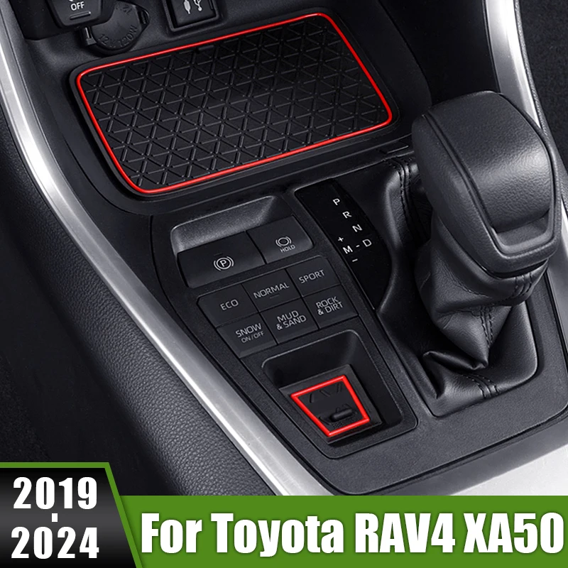 

For Toyota RAV4 XA50 2019 2020 2021 2022 2023 2024 RAV 4 Hybrid Car Door Groove Anti-slip Mats Gate Slot Pads Cup Holder Decor