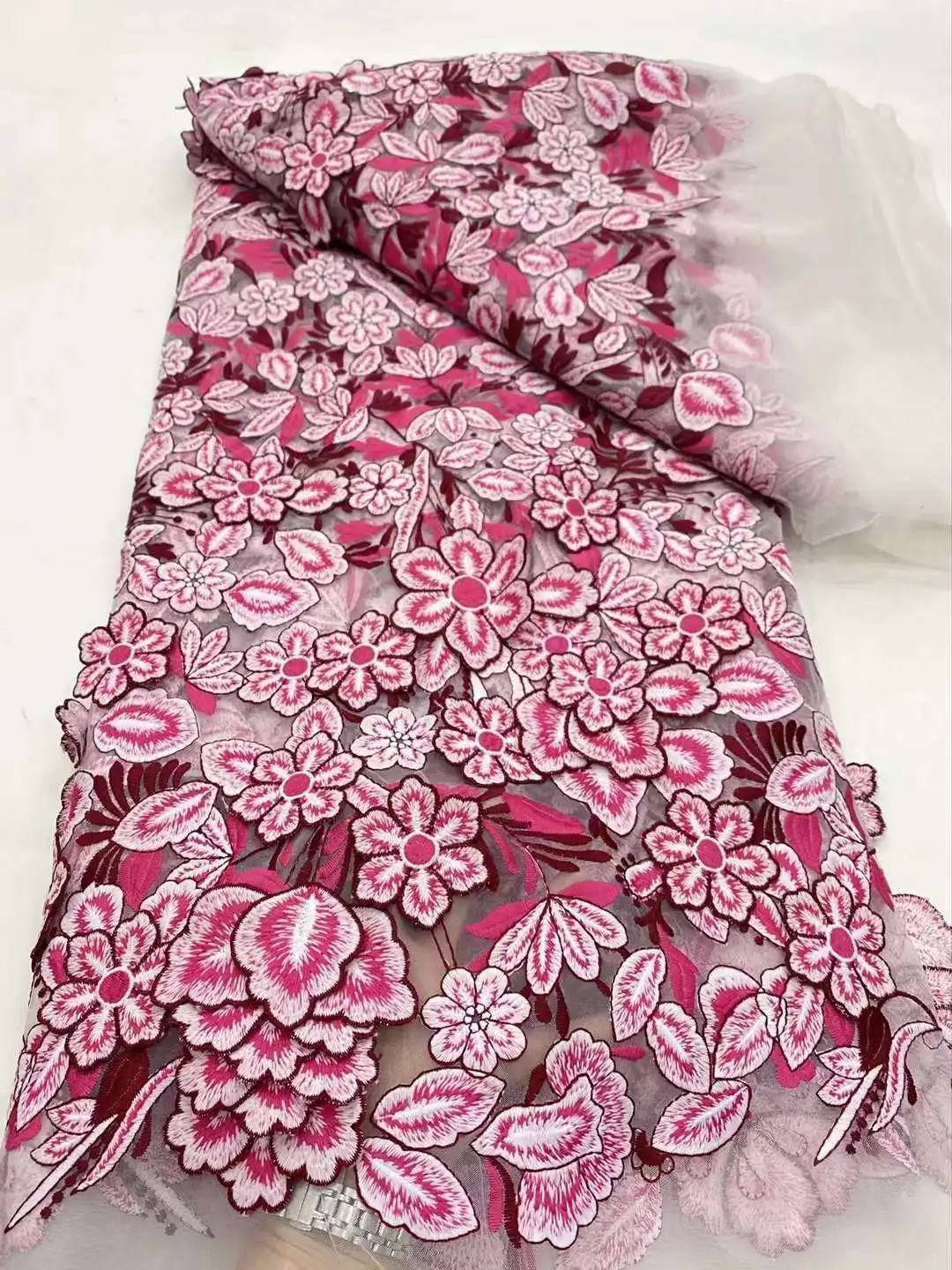 African 3D Lace Fabric 2024 High Quality Lace 5 Yards Embroidery Lace Fabrics Nigerian French For Women Wedding Party Dresses