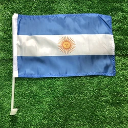 CUSTOM FLAG 30*45cm Argentina car flag Argentina car waving Flag National Flag standard-bearer waving flag with plastic flagpole