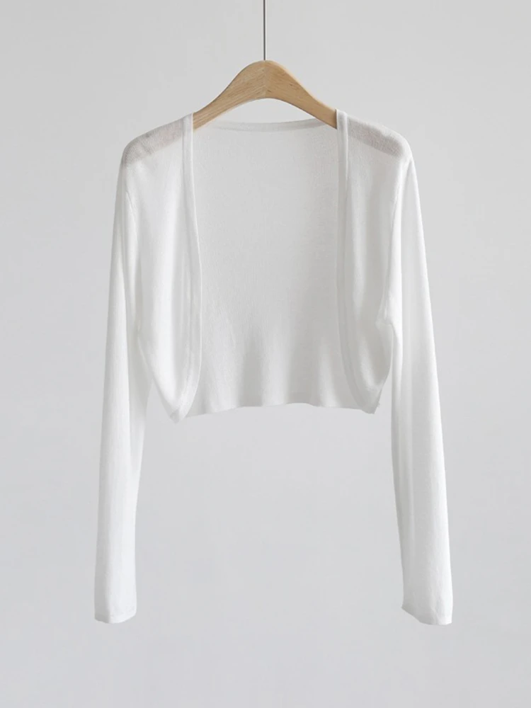 

Women's Ice Silk Knitted Summer Lightweight Sun Protection Cardigan Sweet Sle Regular Fit Long Sve ort Length Top