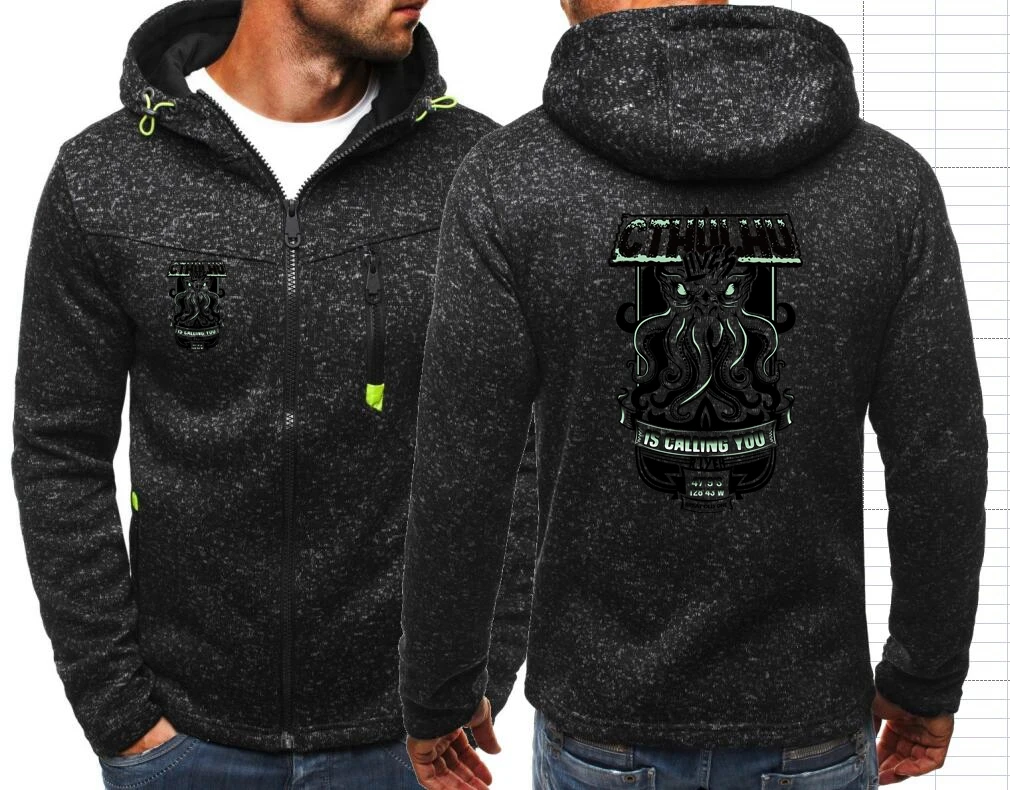 Cthulu And Lovecraft Miskatonic Men\'s Hoodies Sweatshirts Call Of Cthulhu Necronomicon Men\'s Hooded Jacket Jacquard Hoodie Coat