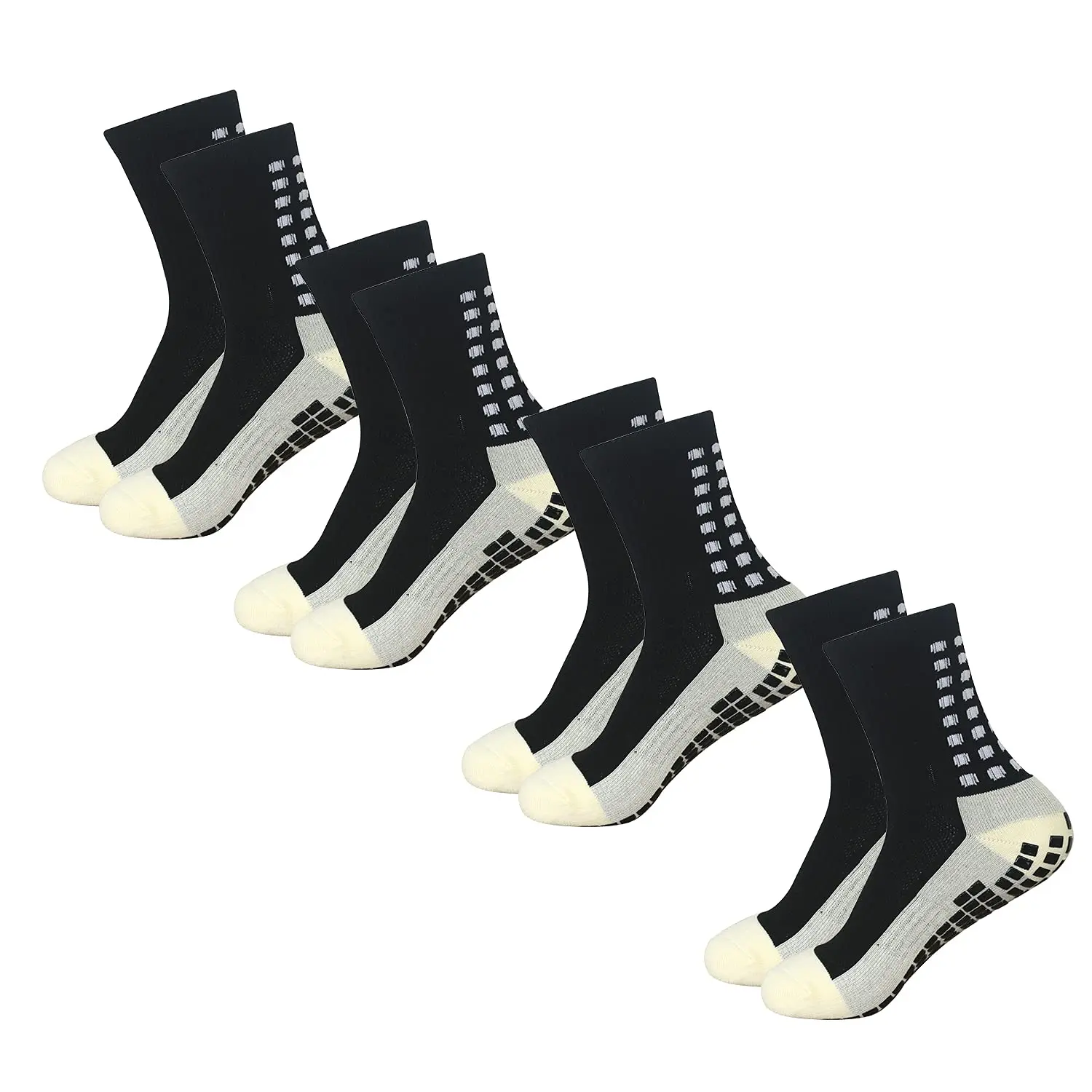 Calcetines de fútbol antideslizantes para hombre, almohadillas de agarre antideslizantes para fútbol, baloncesto, deportes, 4 pares