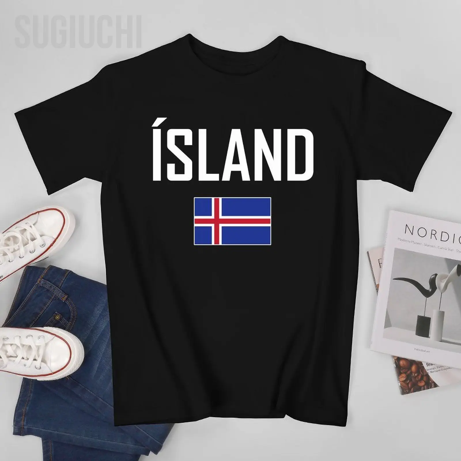 Men Tshirt Iceland Flag And Font Tees T-Shirt O-neck T Shirts Women Boys 100% Cotton Clothing More Color