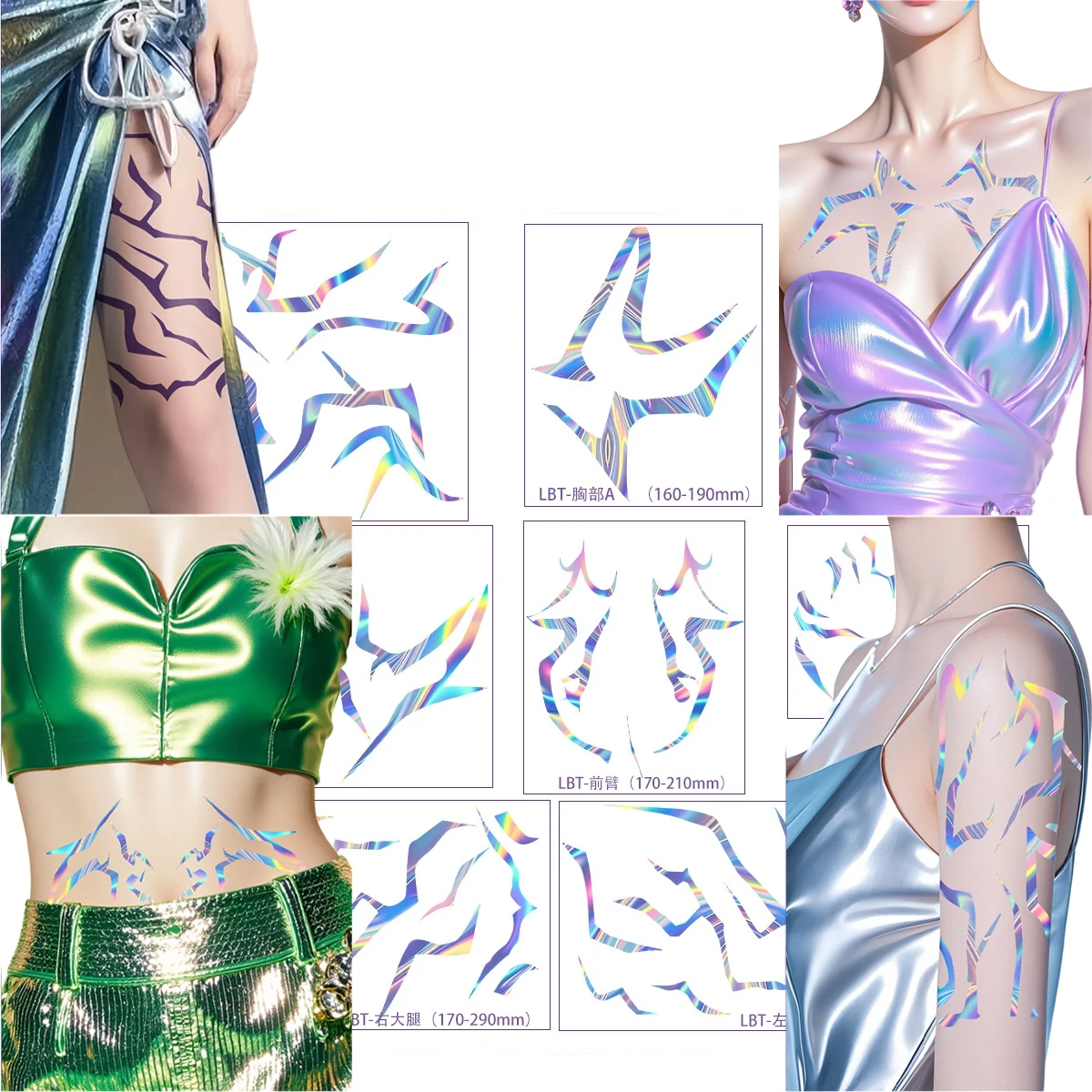 

6pcs/set Tattoo Body Stripe Sticker Kpop Demon Hunters Rumi Kang Cosplay Devil Boys Demonizing Sticker For Halloween Party Gifts