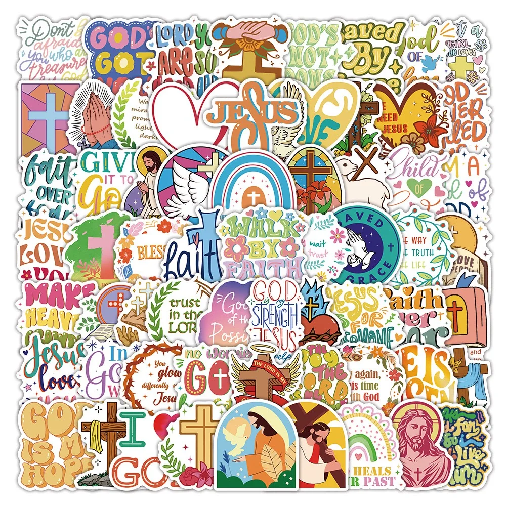 

10/50/100PCS Inspirational Jesus Loves You Christian Stickers Bible Religion Graffiti Laptop Phone Luggage Waterproof Sticker