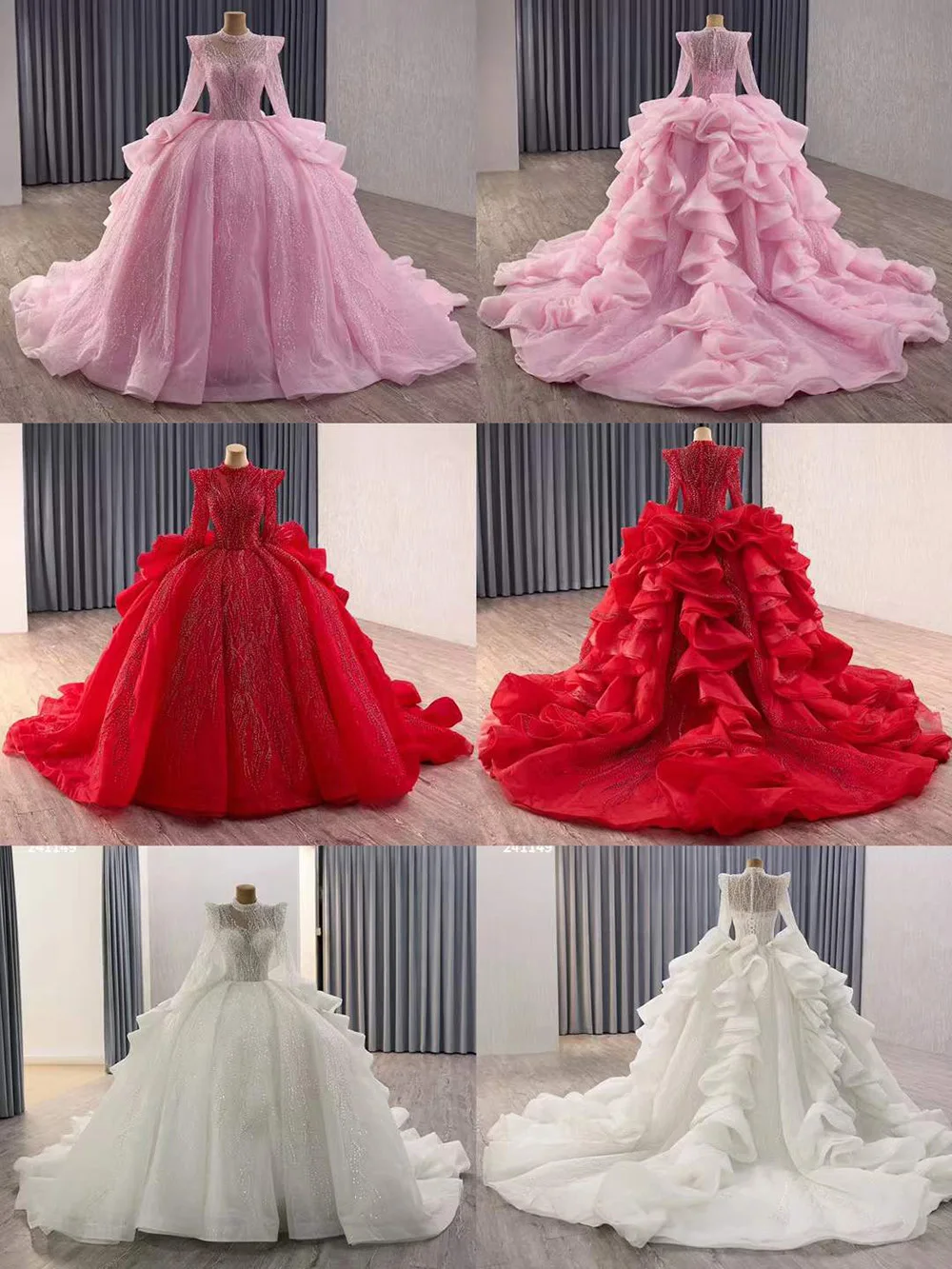 Red Luxury Evening Dress 2026 High Long Sleeve Crystal Beaded With Lace Up Button Back For Special Occasions