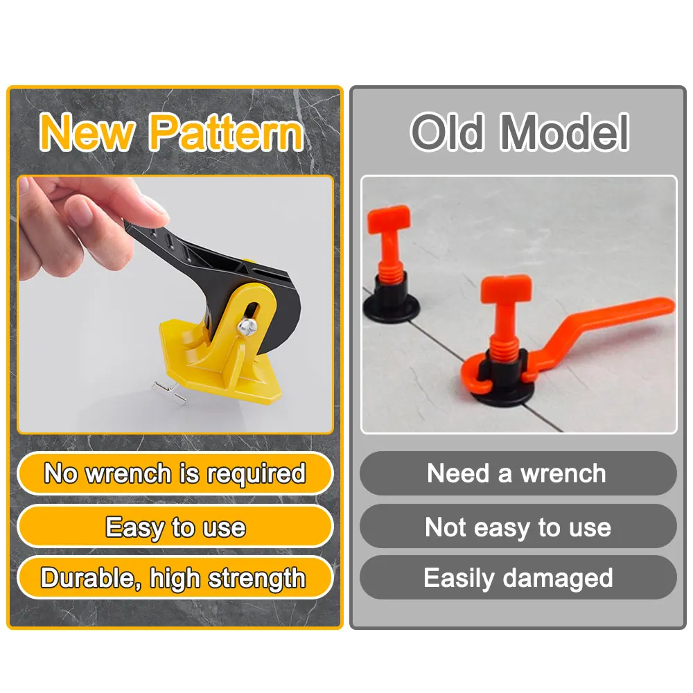 100Pcs/Set Floor Tile Leveling System Tile Leveler Ceramic Adjuster Artifacts Spacers Kit for Laying Wall Tile Construction Tool