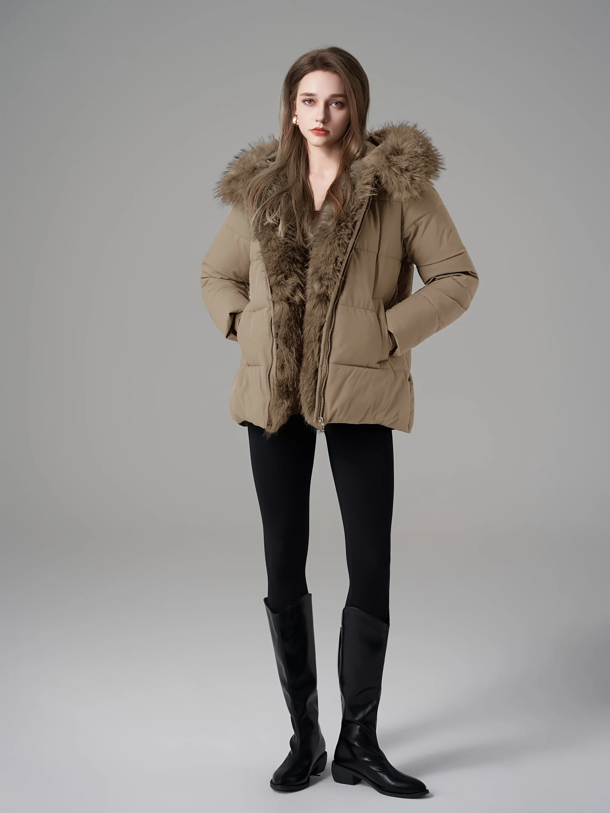 

Women's Autumn/Winter Chic Hooded Quilted Coat Thick Long Sleeve Plain Casual Jacket with Pocket Christmas Outfit