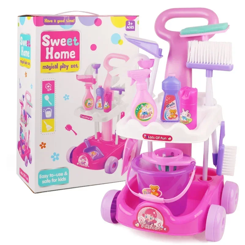 Balai balai et serpillière de simulation de haute qualité, jouets de nettoyage, seau à ordures, brosse pour enfants, maison de jeu, jouet coule, cadeau pour bébé