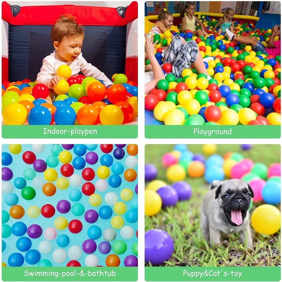 100Pcs Ball Pit Balls for Baby and Toddler Phthalate Free Crush Proof Plastic - Multicolored Pit Balls in Reusable Play Toys for