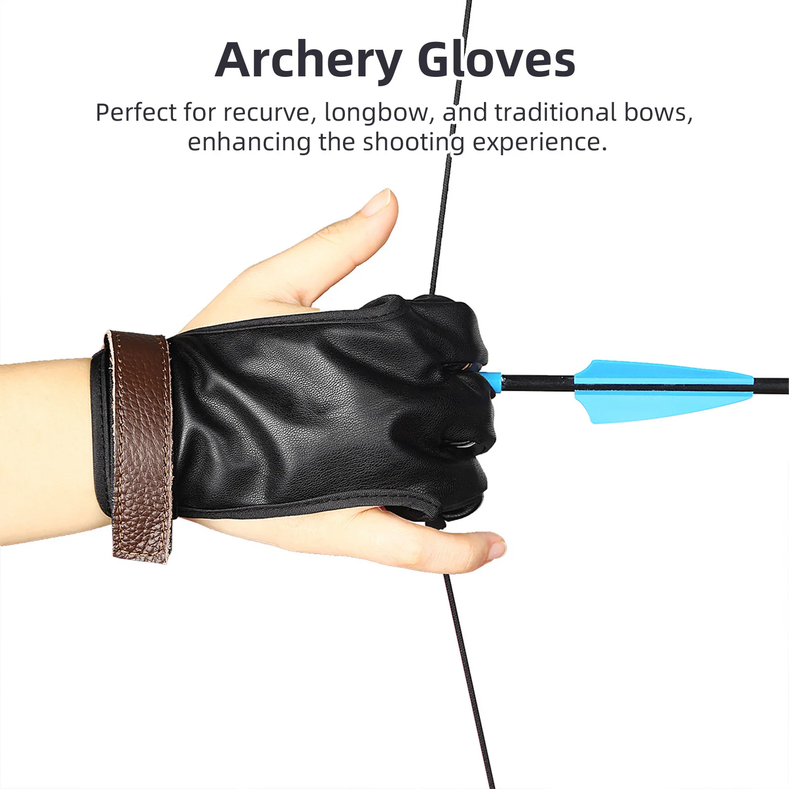 Archery Gloves and Bow Release Gloves PU Leather and Cowhide 3-Finger Guard S-XL for Men Women Child Youth Archery