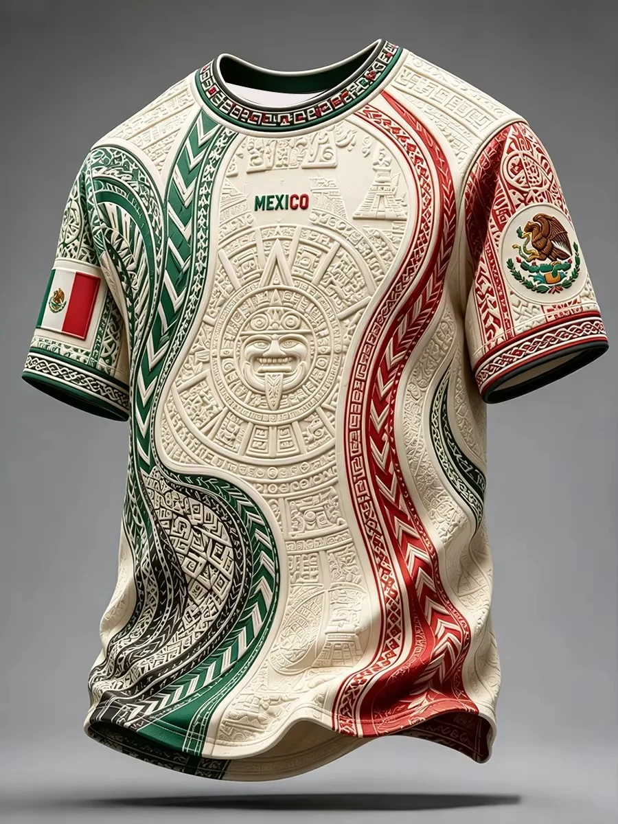 T-shirt d'entraînement de football mexicain édition 2026 - Impression numérique 3D - Confortable et respirant - Vêtements personnalisables pour la famille