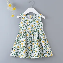 Casual Baby Girl Vest Cotton Infant Dress Toddler Sleeveless A-Line Pleated Kids Clothes Mini Princess Dress