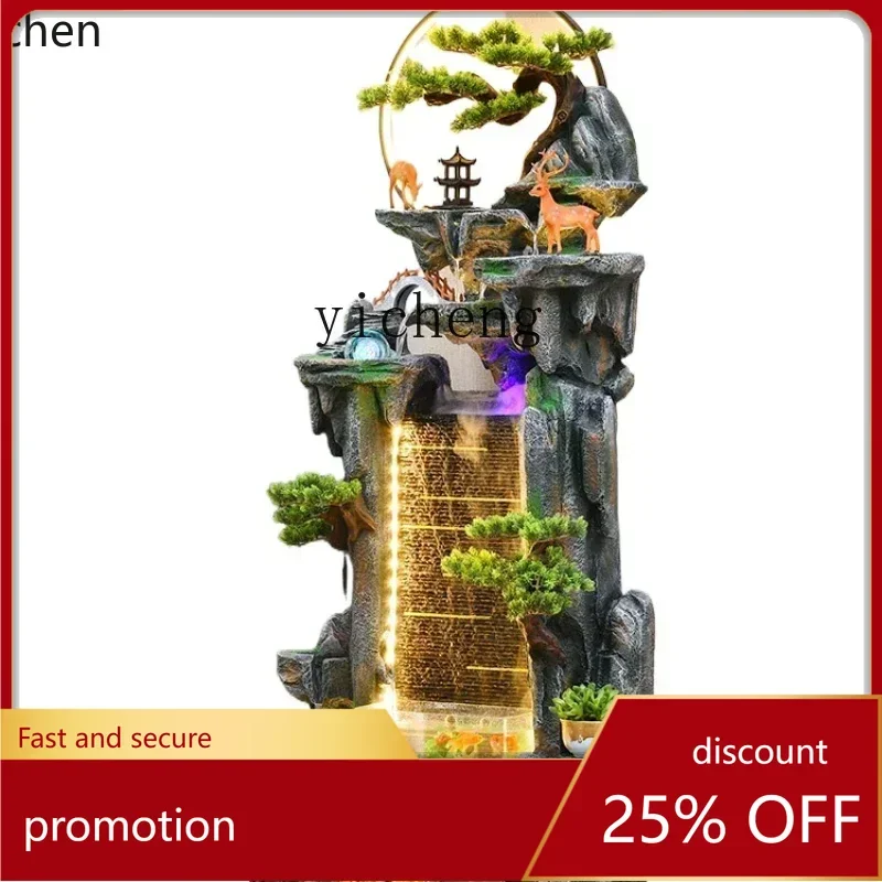 

YFY fish tank rockery flowing water fountain ornament circulating water car landing wind and water landscape