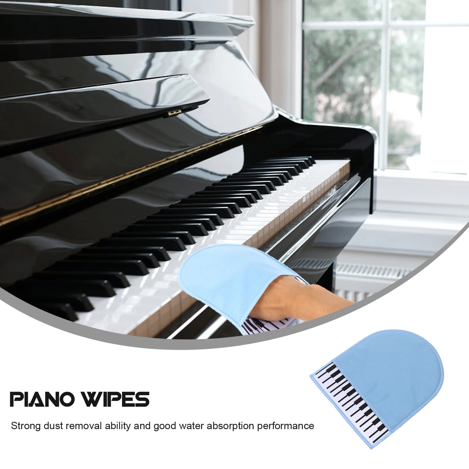 

1pc Piano Cloth Sky-Blue Multi-Functional Cleaning Wipe For Instrument Durable Cleaning Cloth Glove For Musical Instruments