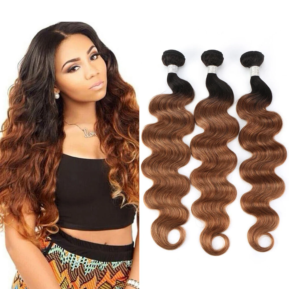 

1B30 Ombre Body Wave Human Hair Bundles Brown Black Bundles Human Hair Unprocessed Brazilian Body Wave Remy Hair Bundles