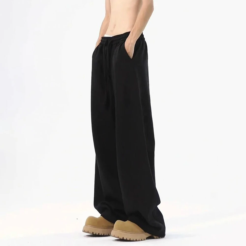 Mens Streetwear Trousers Autumn Wide Leg Sports Casual Pants Youth Daily Campus Versatile Straight-Leg Pant Male Men'S Clothing