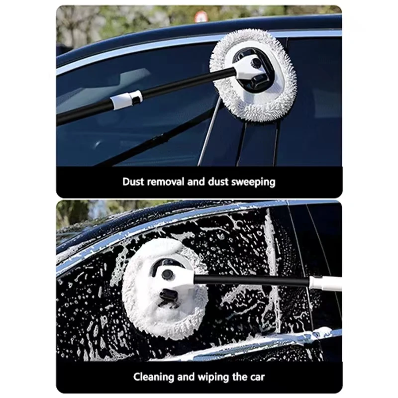 15 Degree Bend Car Cleaning Brush Car Wash Brush Telescoping Long Handle Cleaning Mop Chenille Broom for Car Wash Care