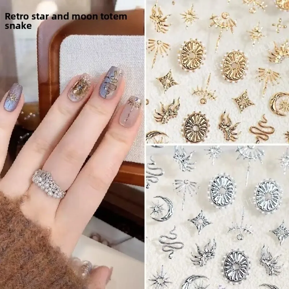 

Fashion Gold Silver Nail Stickers 5D Self-Adhesive Bronzing Stars Moon Totem DIY Nail Supplies Nail Art Slider Nail Decals