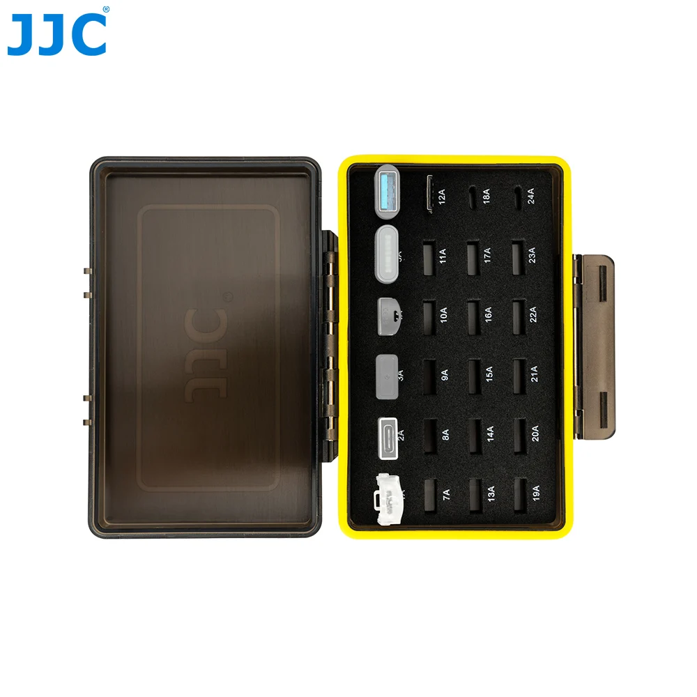 JJC 24-Slot Mini USB Flash Drive Case Mini U Disk Sotrage Holder Waterproof Box EVA Sponge Anti-drop Come with Label Sticker