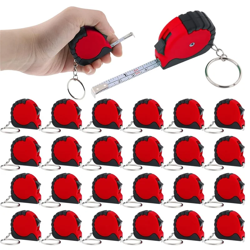Hot Mini Tape Measure Keychain Set, 3 Ft Retractable, 24 Pieces, Pocket Size With Lock