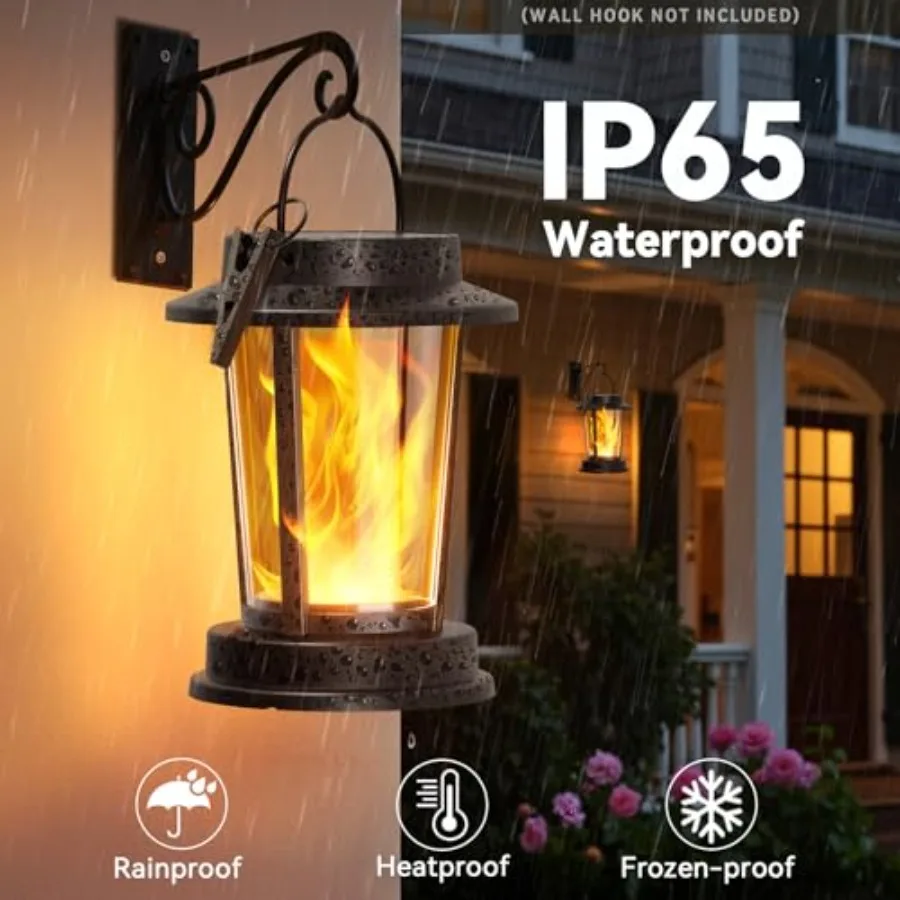 Solar Lanterns Outdoor Waterproof, Upgraded Flickering Flame Solar Lights Outdoor, Solar Powered Lanterns Decorative, Hanging S
