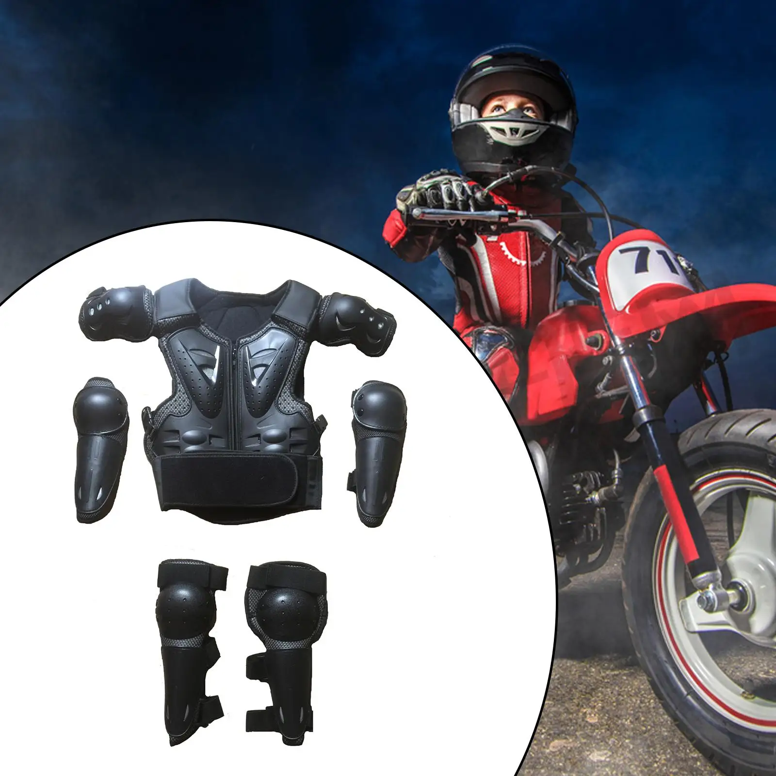 

Kids Motorcycle Full Suit Knee and Elbow Pads for Riding Cycling