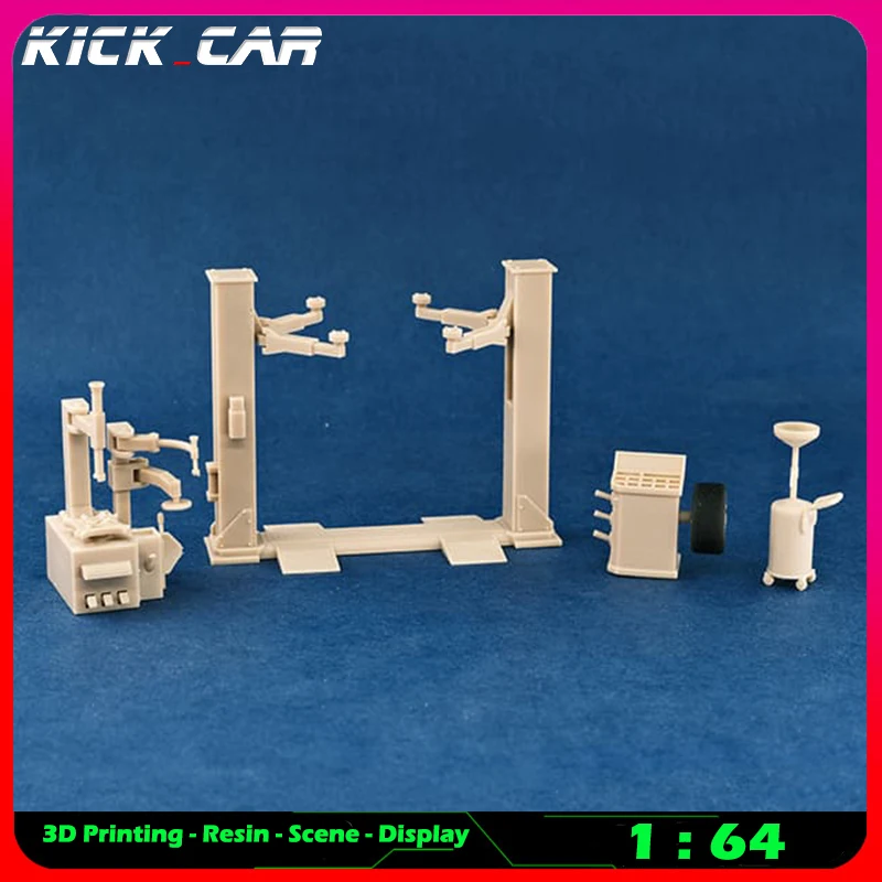 Kickcar 1/64 Workshop Large Machinery Model Car Diorama Uncolored Resin Garage Scene Repair Tools Decoration Simulation Scene