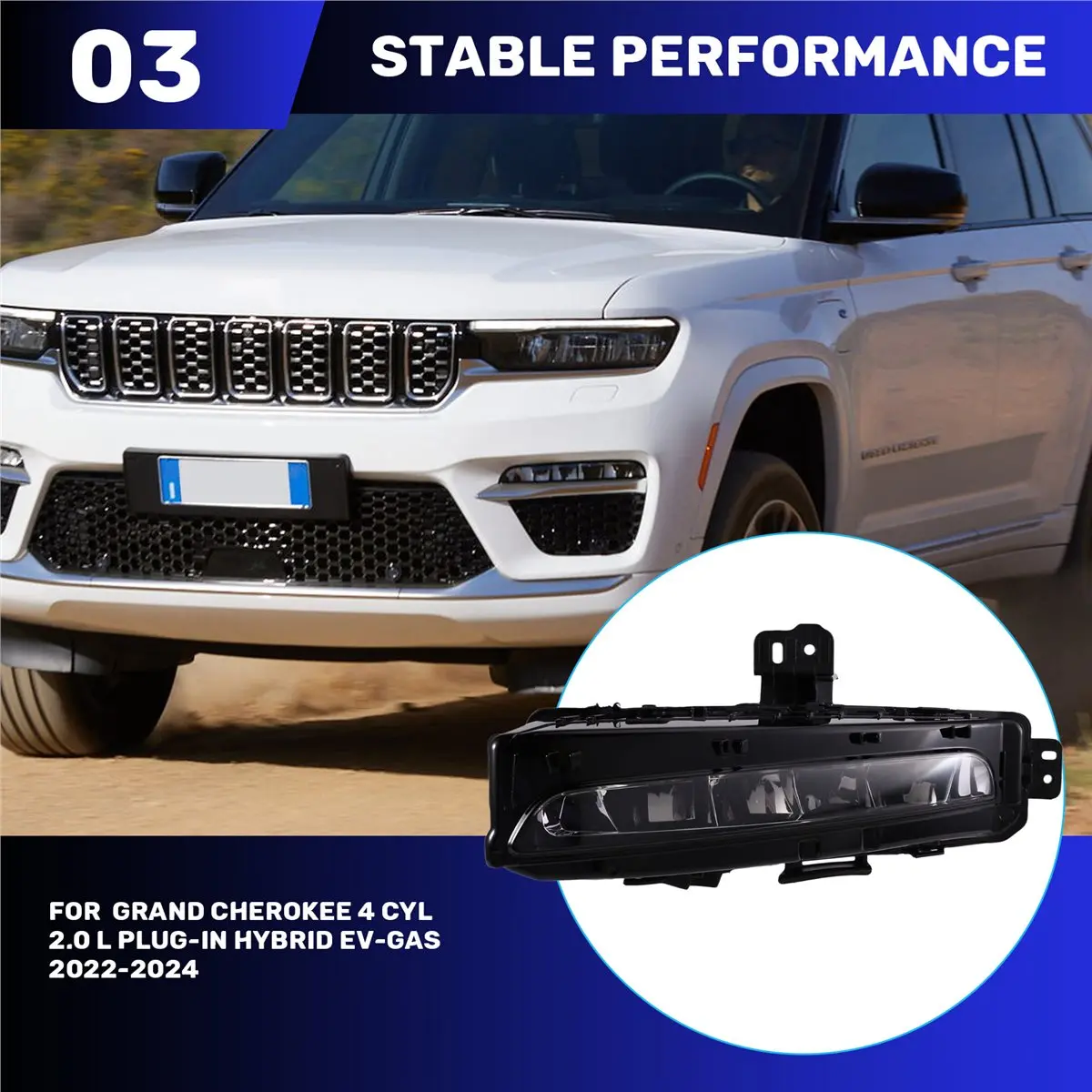 #21K LED Front Fog Lights Driving Lamp Assembly for Jeep Grand Left,For Jeep Grand Cherokee 2022,(ABS)