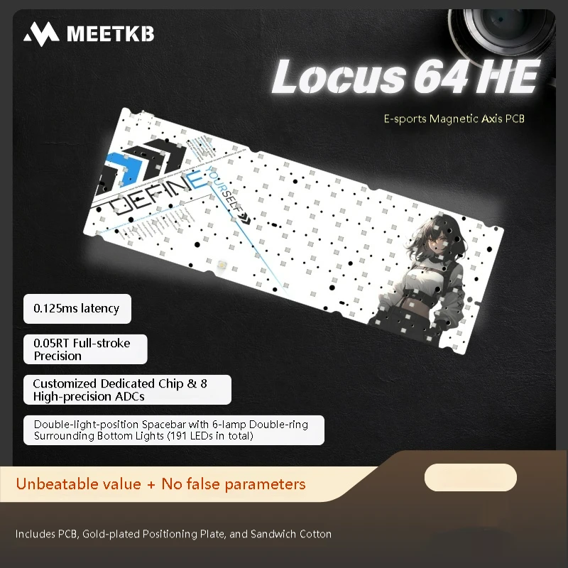 

Комплект для сборки клавиатуры MEETKB Locus64 с двойной подсветкой и магнитными переключателями, 191 светодиод, совместим с GH60, набор для кастомизации игровой клавиатуры