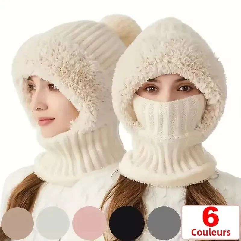 Cagoule Thermique en Peluche pour l'Hiver, Masque Facial à Capuche, Chauffe-Cou pour Randonnée en Plein Air, Cyclisme, Casquette Résistante au Froid