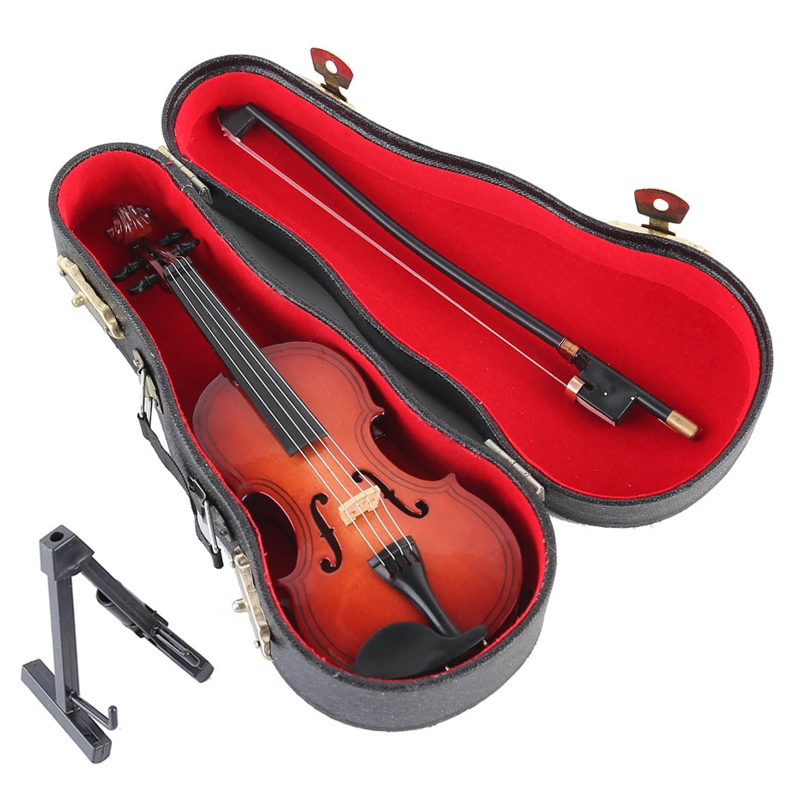 Playable Tiny Violin Figurine Multi-Purpose Handmade Violin Model Wooden Creative Keychain Charm Violin Dollhouse Accessory