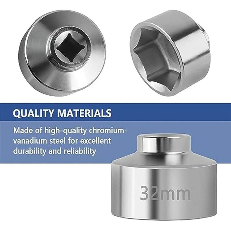 PORK-32Mm Socket-Oil Filter Wrench Tool,Steel Quickly Oil Filter Removal Tool,3/8Inch Drive Oil Filter Socket Tool Durable
