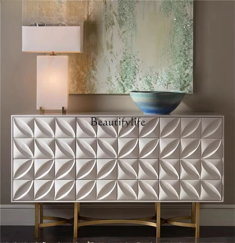 

Postmodern light luxury American living room decorative cabinet foyer storage solid wood porch chest