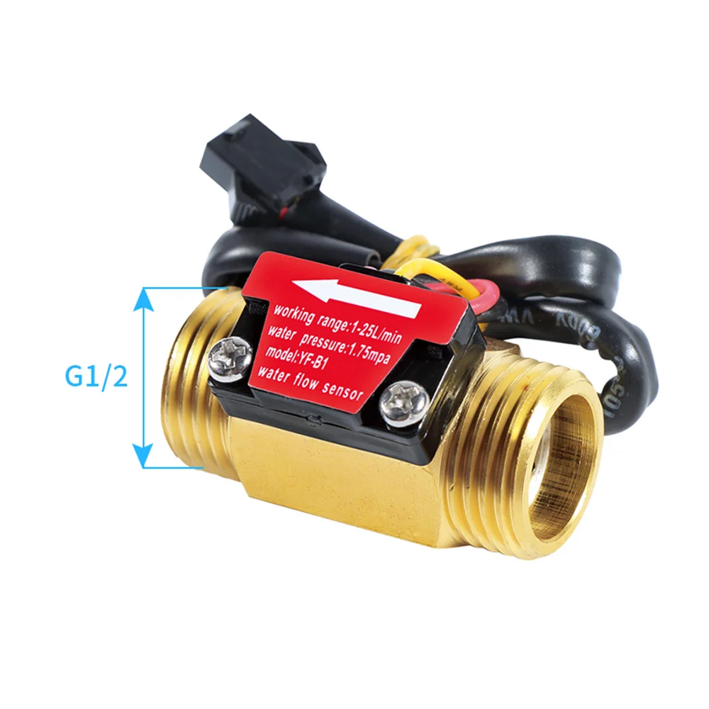 Gaqqee  G1/2'' Water Flow Hall Sensor Switch Flow Sensor 1-25L/min Flow Meter For Industrial Control (Brass) image 5